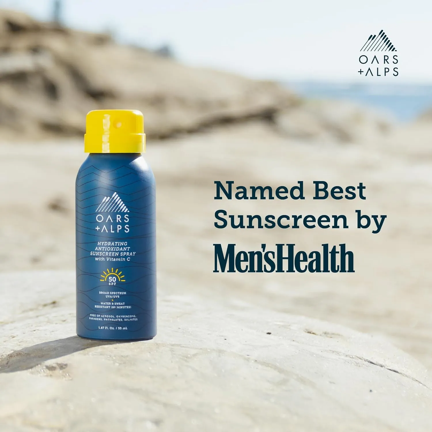 Oars   Alps Sunscreen Spray for Face & Body, SPF 50 Spray Sunscreen Infused with Vitamin C & Antioxidants, No White Residue, Water & Sweat Resistant, All Skin Types, Lightweight, Hydrating, 6oz, 2pk