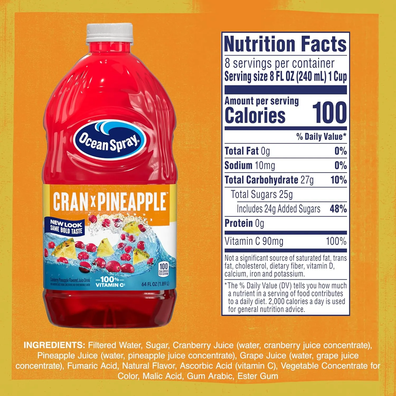 Ocean Spray® Cran-Pineapple™ Cranberry Pineapple Juice Drink, 64 Fl Oz Bottle (Pack of 8)