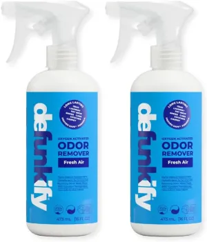 Odor Remover Spray, 16oz (2-Pack). 'Fresh Air' Essential Oil Odor Eliminator for Strong Odors on Fabric, Shoes, Activewear. 'ProvenSafe' Deodorizer for Pets, Kids & Sensitive Gear w/Ionic Silver