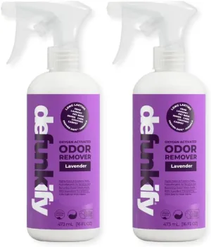 Odor Remover Spray, 16oz (2-Pack). 'Lavender' Essential Oil Odor Eliminator for Strong Odors on Fabric, Shoes, Activewear. 'ProvenSafe' Deodorizer for Pets, Kids & Sensitive Gear w/Ionic Silver