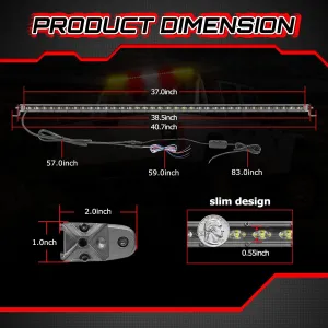 OFFROADTOWN 37 Inch Slim LED Chase Bar Rear LED Strobe Light Bar with Turn Signal Reverse Brake Light Strobe Bars Chase Bars for Can-am Maverick X3, Polaris RZR XP PRO/900/1000, UTV Side by Sides