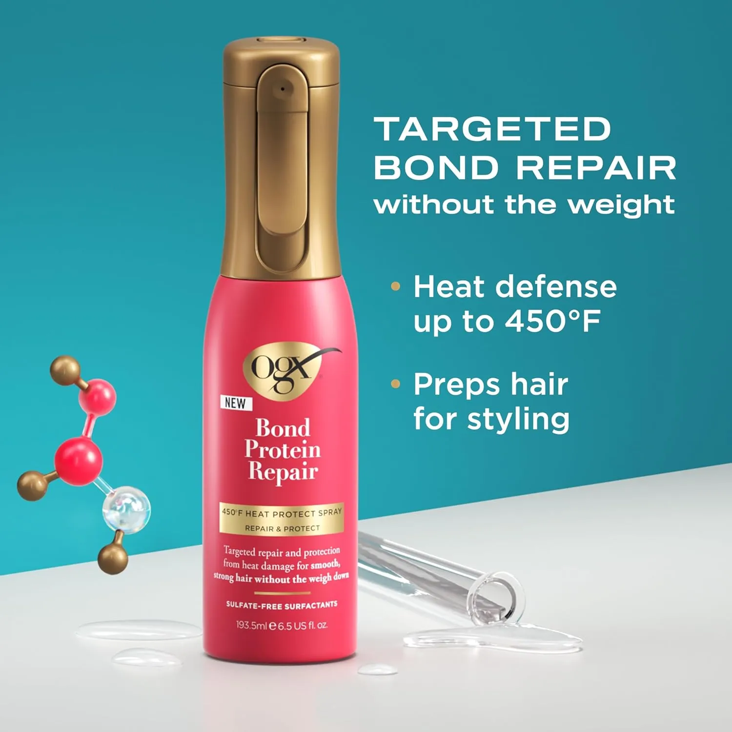 OGX Bond Protein Repair Bundle: Heat Protect Spray & Sealing Hair Serum, Primes Hair for Blow Drying or Heat Styling, Helps Revitalize Damaged Hair, 2 Pieces (5 fl oz, 1.7 fl. Oz)