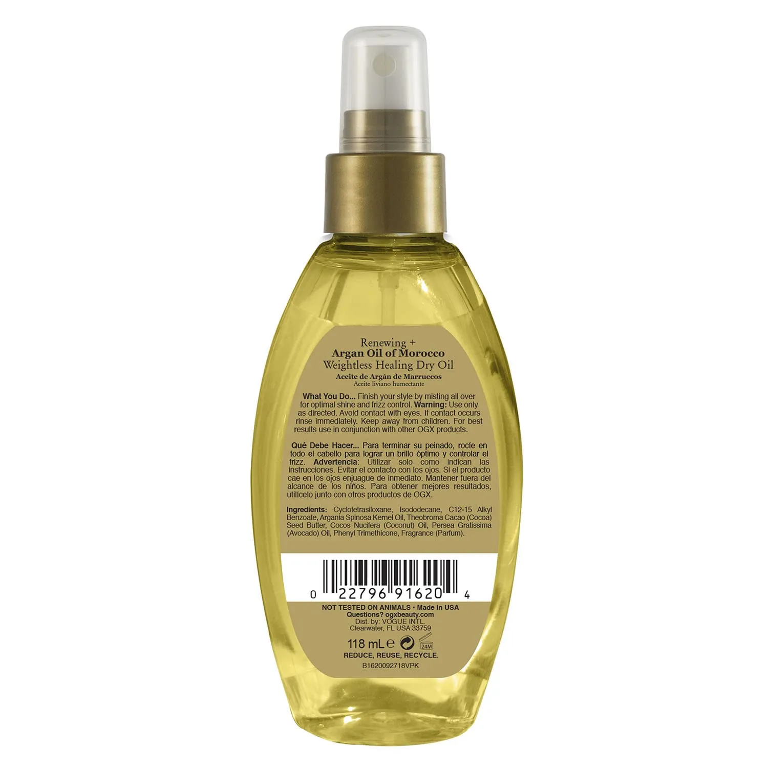 OGX Renewing   Argan Oil of Morocco Weightless Healing Dry Oil Spray, Lightweight Hair Oil Mist for Split Ends, Frizzy Hair and Flyaways, Paraben-Free, Sulfated-Surfactants Free, 4 Fl Oz (Pack of 2)