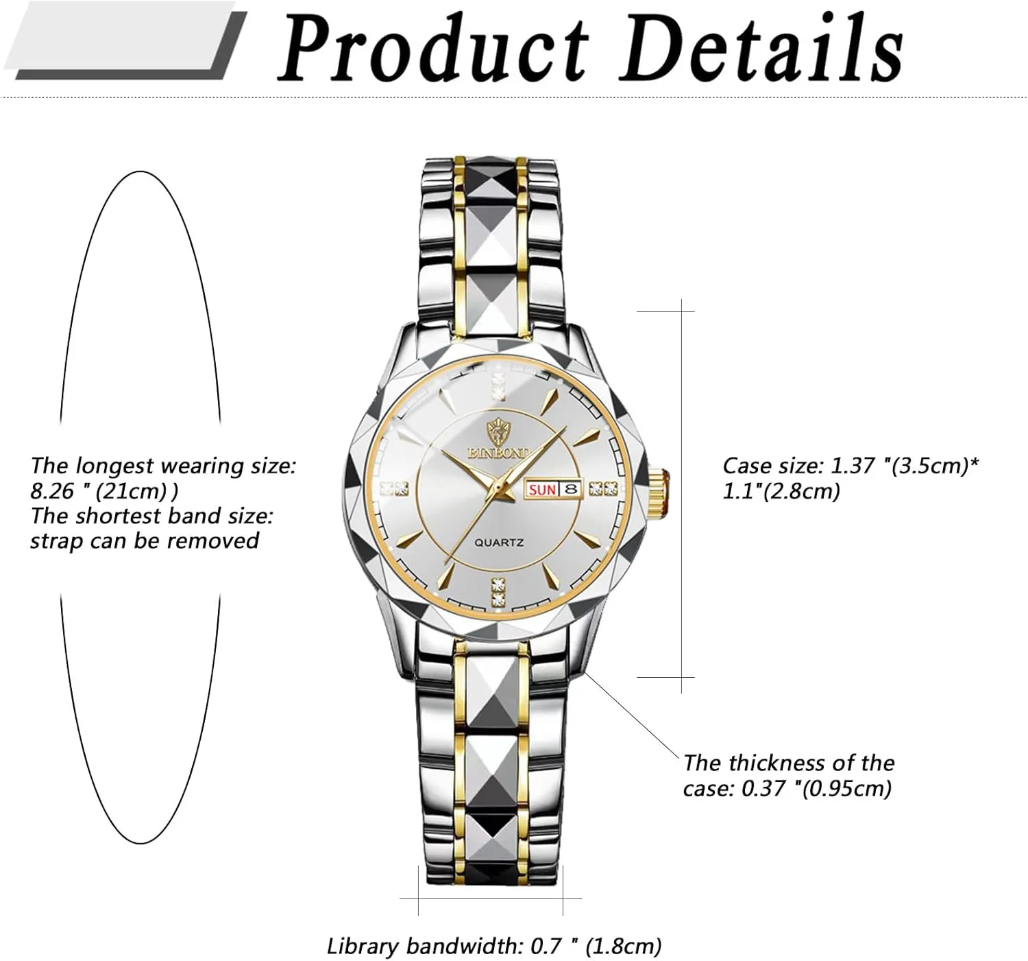 OIDEA Stainless Steel Men's Watches: Rhinestone Rhombus Analog Quartz Wrist Watches for Men Business Dress Watch Waterproof Luminous Day Date Watch
