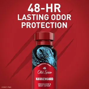 Old Spice Aluminum Free Body Spray for Men, Krakengard, 5.1 Oz (Pack of 4)