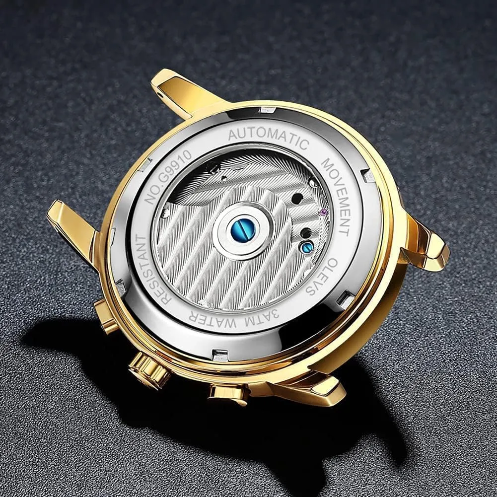 OLEVS Automatic Watch for Men Self Winding Mechanical Luxury Business Stainless Steel Multi Calendar Waterproof Luminous Wrist Watches