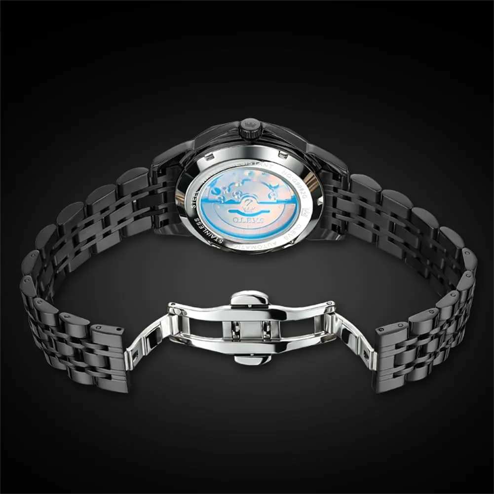 OLEVS Automatic Watches for Men Business Dress Watch Mechanical Stainless Steel Waterproof Self Winding Classic Date Luxury Diamond Men Wrist Watch
