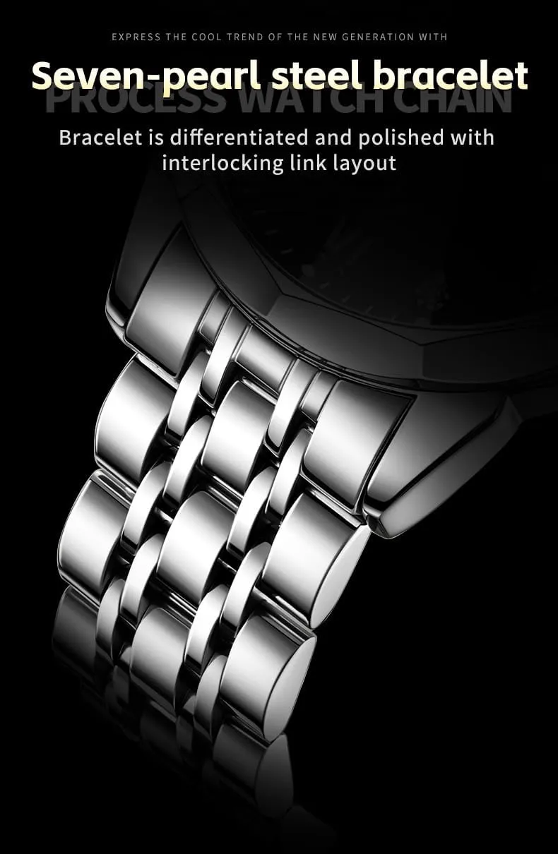 OLEVS Automatic Watches for Men Business Dress Watch Mechanical Stainless Steel Waterproof Self Winding Classic Date Luxury Diamond Men Wrist Watch