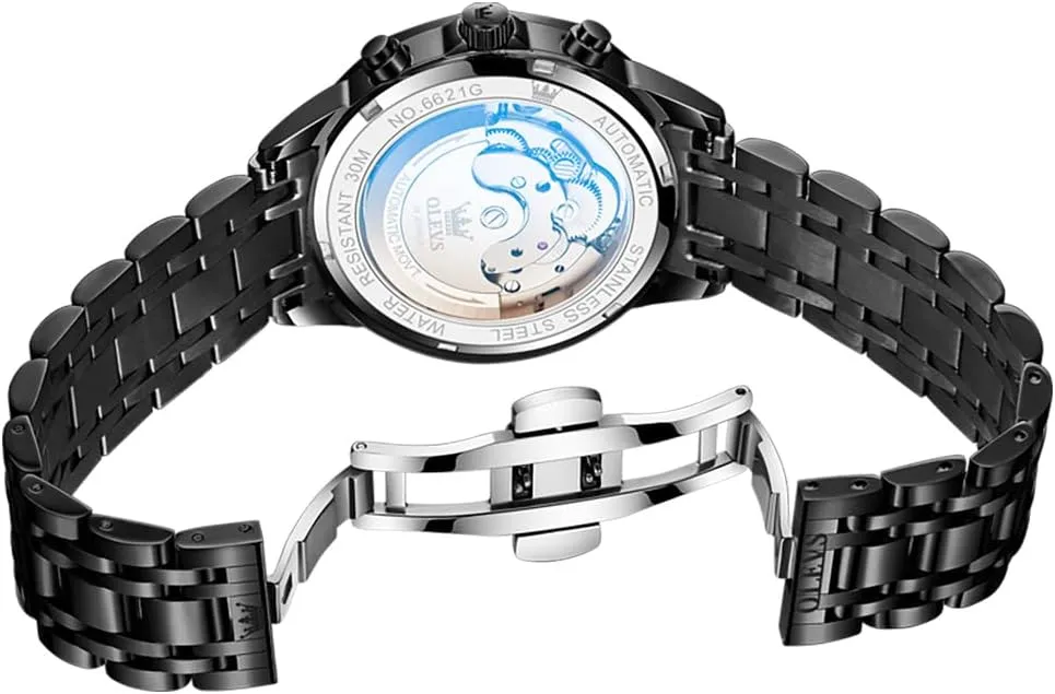 OLEVS Automatic Watches for Men Business Dress Watch Mechanical Stainless Steel Waterproof Self Winding Classic Date Luxury Diamond Men Wrist Watch