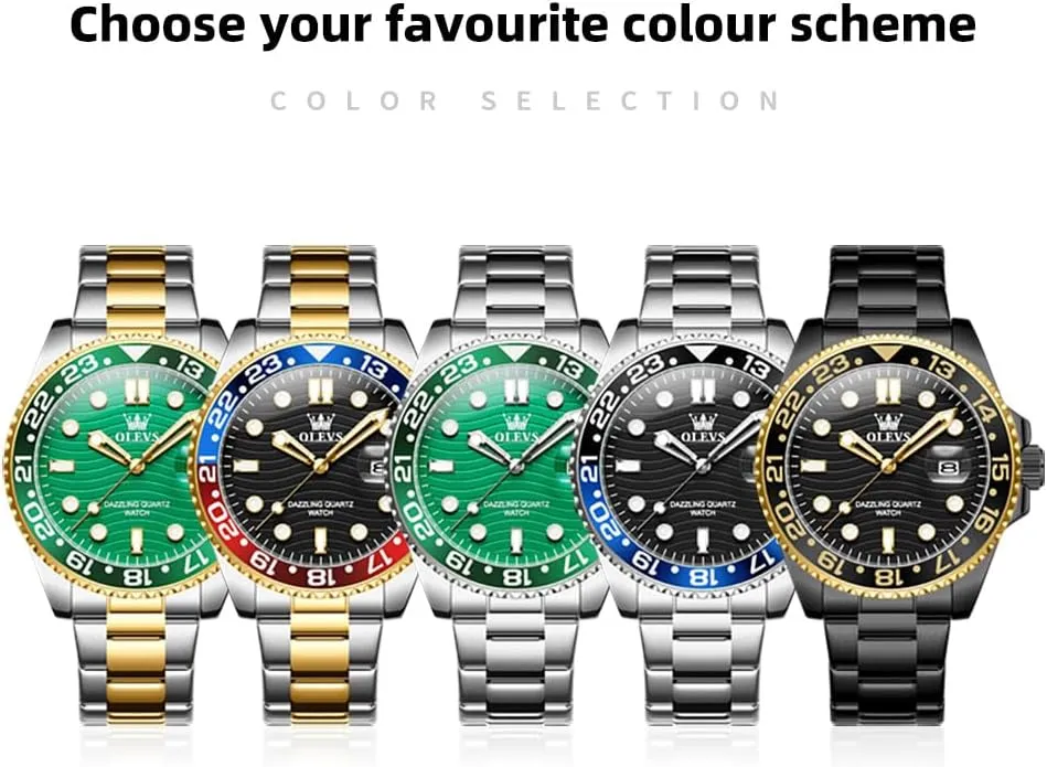 OLEVS Mens Watch Business Luxury Analog Quartz Waterproof Luminous Stainless Steel Date Two Tone Casual Dress Wrist Watch for Man