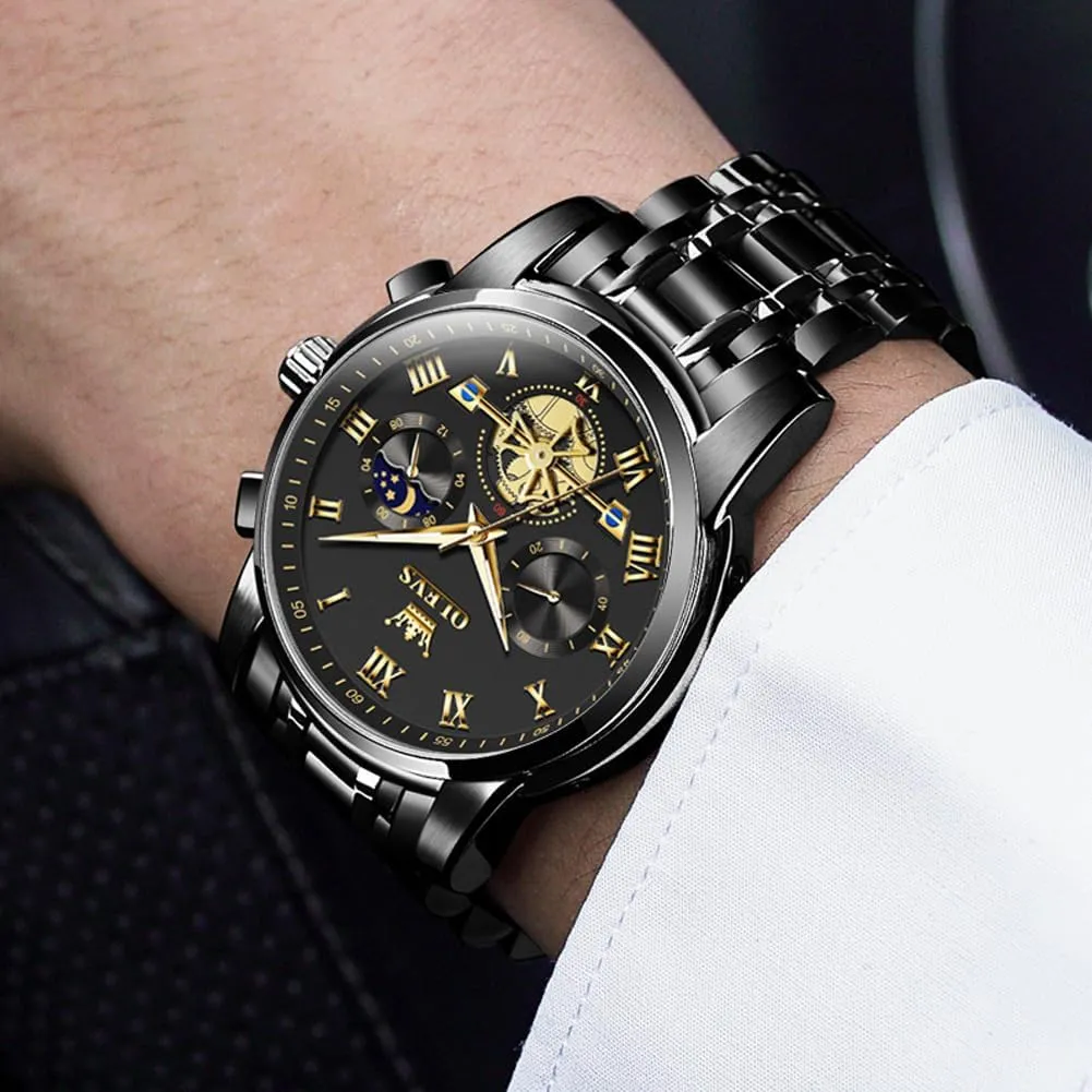 OLEVS Mens Watches Chronograph Business Dress Quartz Stainless Steel Waterproof Luminous Date Wrist Watch