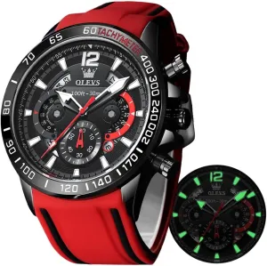 OLEVS Mens Watches Chronograph Waterproof Luminous Silicon Strap Multifunction Watches for Men Quartz Business Calendar Men Wrist Watch