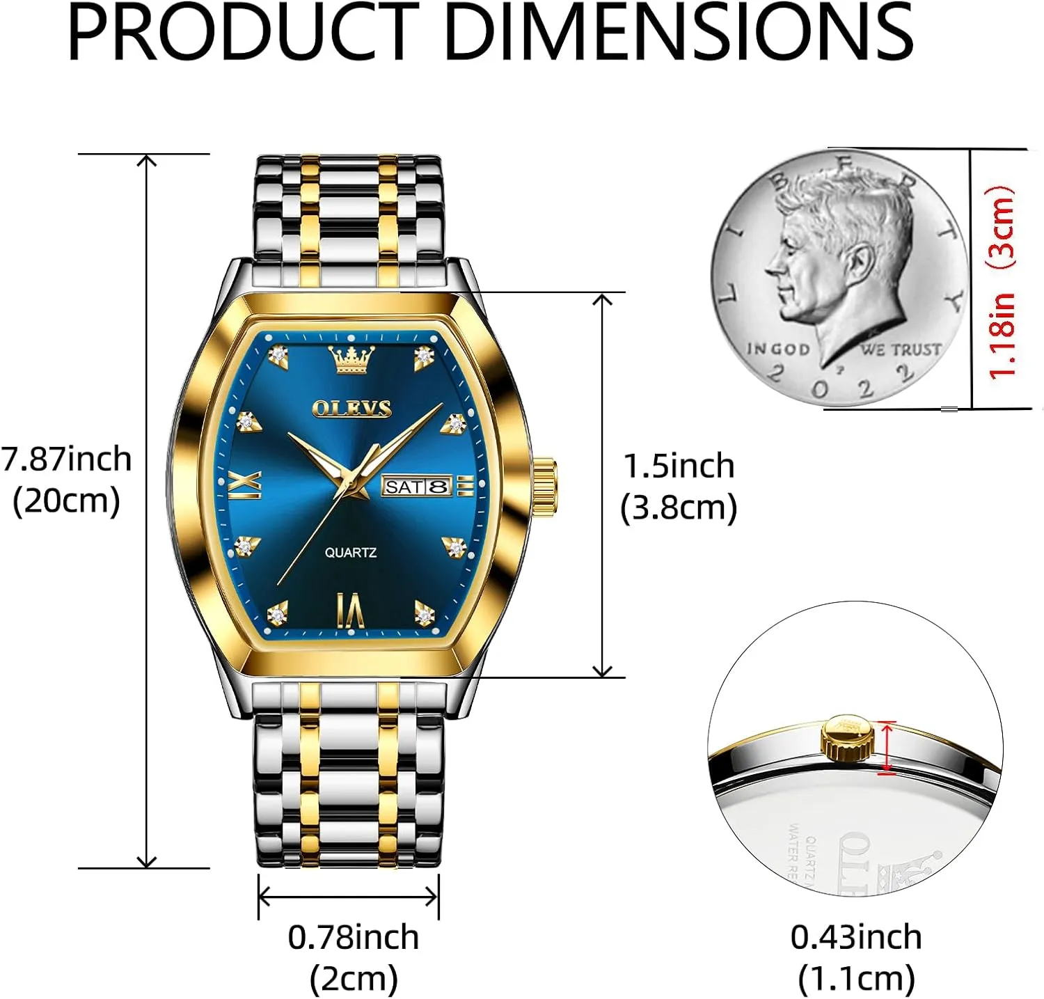OLEVS Mens Watches Luxury Business Analog Quartz Watches for Men with Stainless Steel Dress Date Waterproof Luminous Wrist Watches