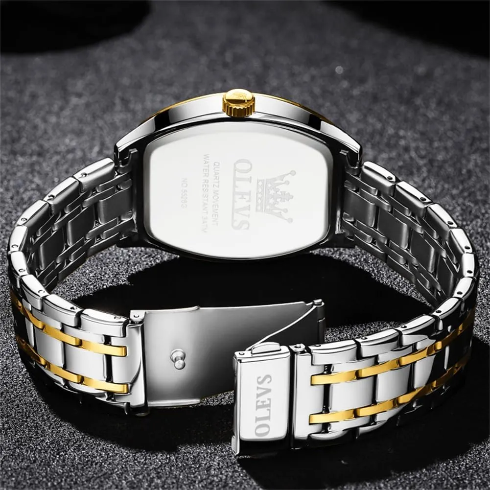 OLEVS Mens Watches Luxury Business Analog Quartz Watches for Men with Stainless Steel Dress Date Waterproof Luminous Wrist Watches