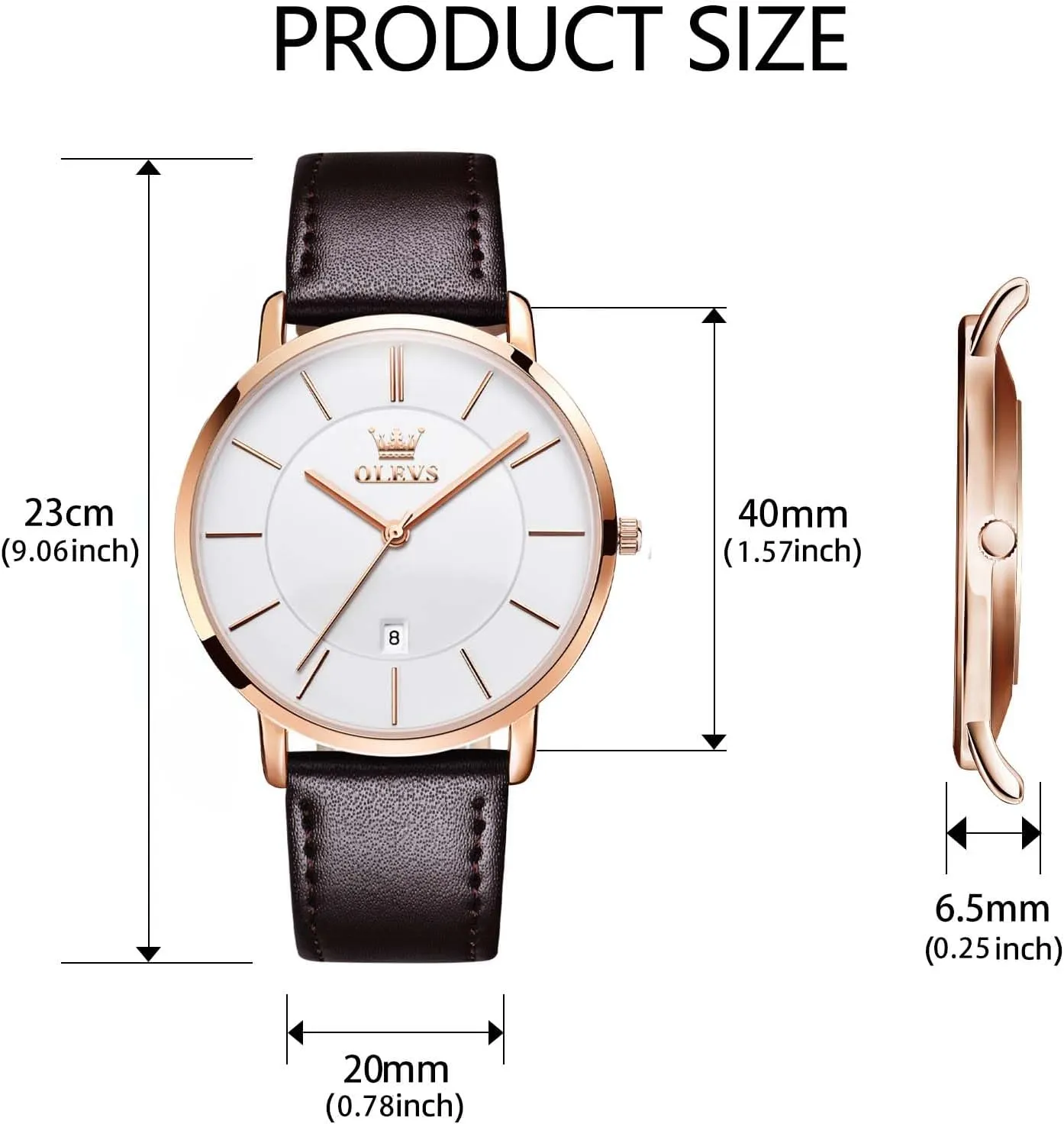 OLEVS Mens Watches Mens Leather Watch Ultra Thin Watches for Men Minimalist Watch with Leather Band Quartz Analog Dress Casual Simple Lightweight relojes para Hombres