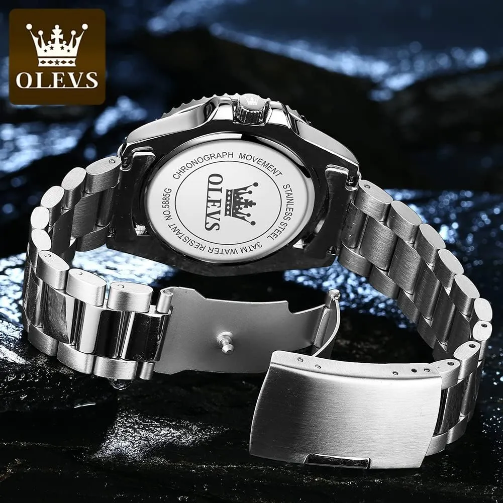 OLEVS Mens Watches, Silver Dress Gold Classic Luxury Big Large Face Waterproof Watches for Men, Analog Two Tone Stainless Steel Men Wrist Watch with Date Relojes De Hombre (Green/Blue/Black Dial