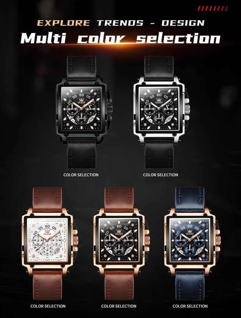 OLEVS Stylish Wrist Watch for Men,Silicone Strap Men Watches,Pro Diver Stainless Steel Chronograph Watch,Waterproof Date Dress Watch for Man,Large Face Male Watch