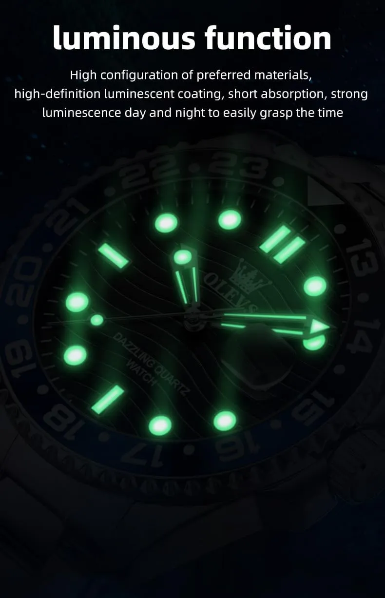 OLEVS Watch for Men Business Dress Analog Quartz Stainless Steel Waterproof Luminous Date Dive Luxury Casual Men Watch Silver Men Wrist Watch