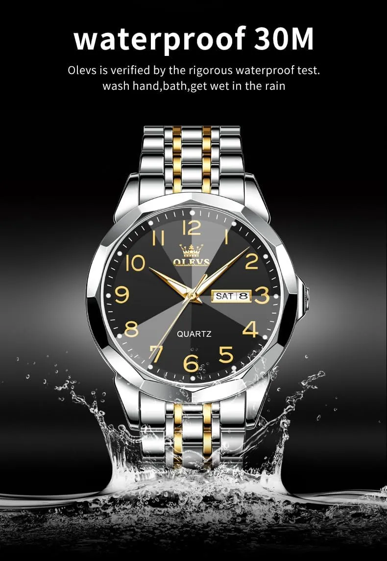 OLEVS Watch for Men Simple Business Dress Analog Stainless Steel Waterproof Luminous Date Easy Read Men Wrsit Watch