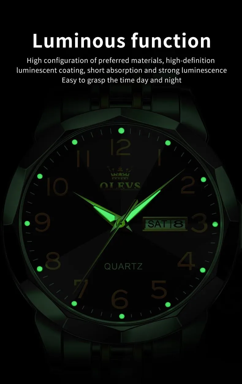 OLEVS Watch for Men Simple Business Dress Analog Stainless Steel Waterproof Luminous Date Easy Read Men Wrsit Watch