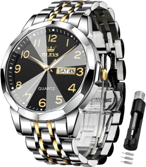 OLEVS Watch for Men Simple Business Dress Analog Stainless Steel Waterproof Luminous Date Easy Read Men Wrsit Watch