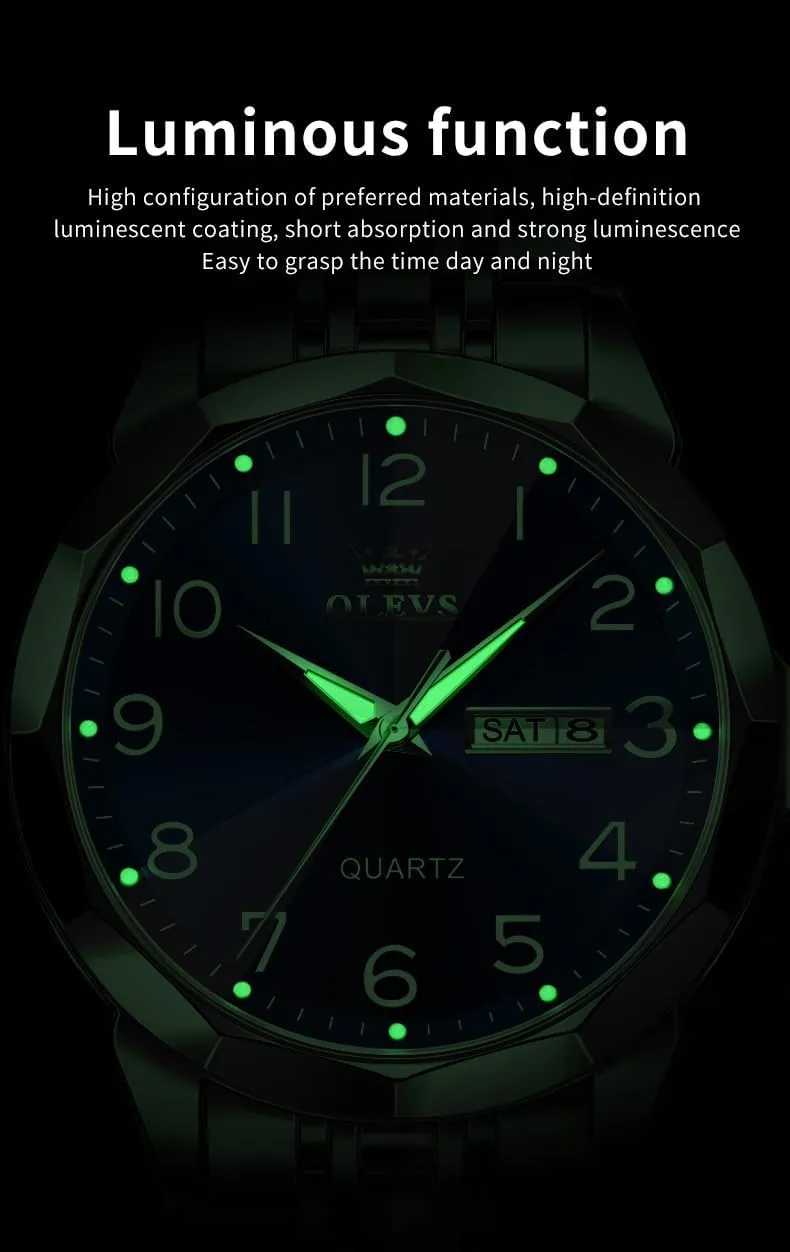 OLEVS Watch for Men Simple Business Dress Analog Stainless Steel Waterproof Luminous Date Easy Read Men Wrsit Watch
