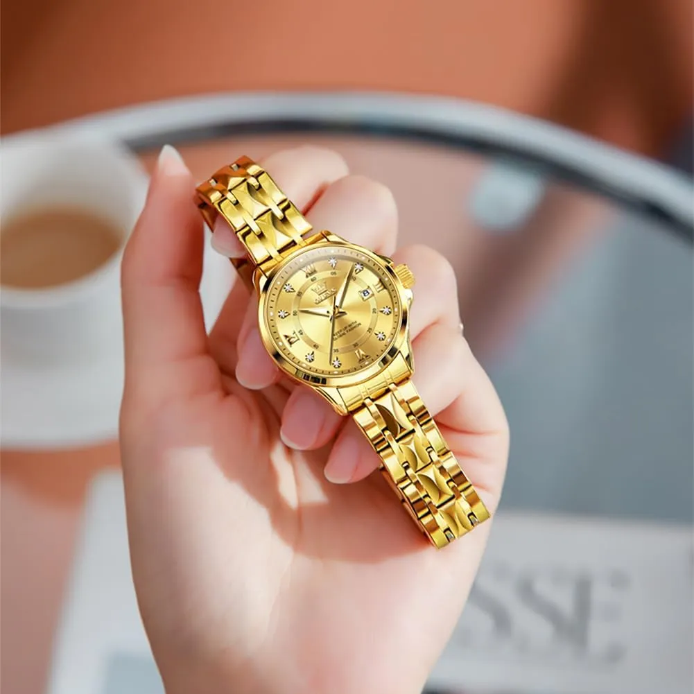 OLEVS Watch Women,Watches for Women,Luxury Casual Stainless Steel Women's Wrist Watches Classic Small Face Dress Analog Womens Watches with Date Easy to Read Waterproof Luminous Quartz Ladies Watches