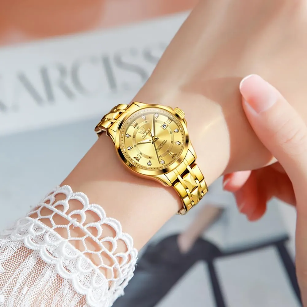 OLEVS Watch Women,Watches for Women,Luxury Casual Stainless Steel Women's Wrist Watches Classic Small Face Dress Analog Womens Watches with Date Easy to Read Waterproof Luminous Quartz Ladies Watches