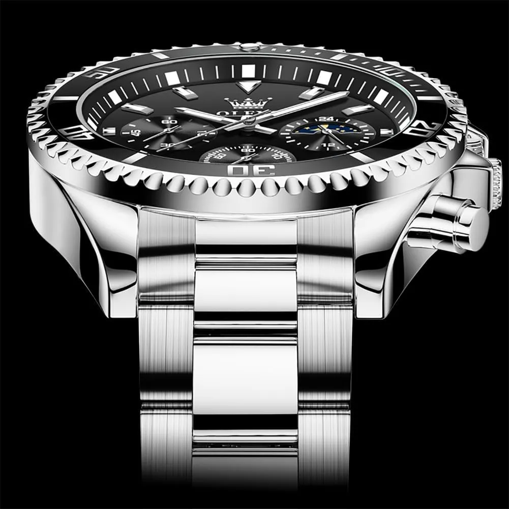 OLEVS Watches for Men Classic with Date Business Dress Luxury Big Face Green/Black/Blue Waterproof Luminous Mens Wrist Watch Analog Two Tone Stainless Steel Men Watch