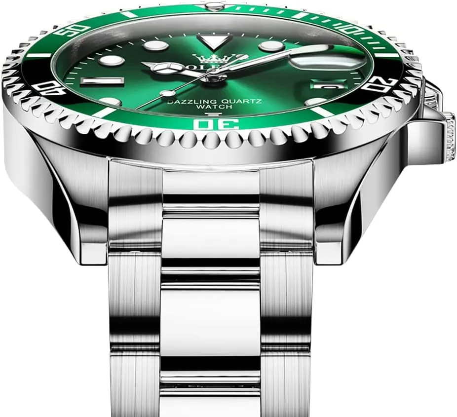 OLEVS Watches for Men Quartz Fashion Business Waterproof Watch Analog Stainless Date Week Diamond