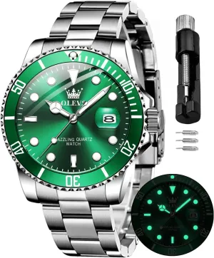 OLEVS Watches for Men Quartz Fashion Business Waterproof Watch Analog Stainless Date Week Diamond