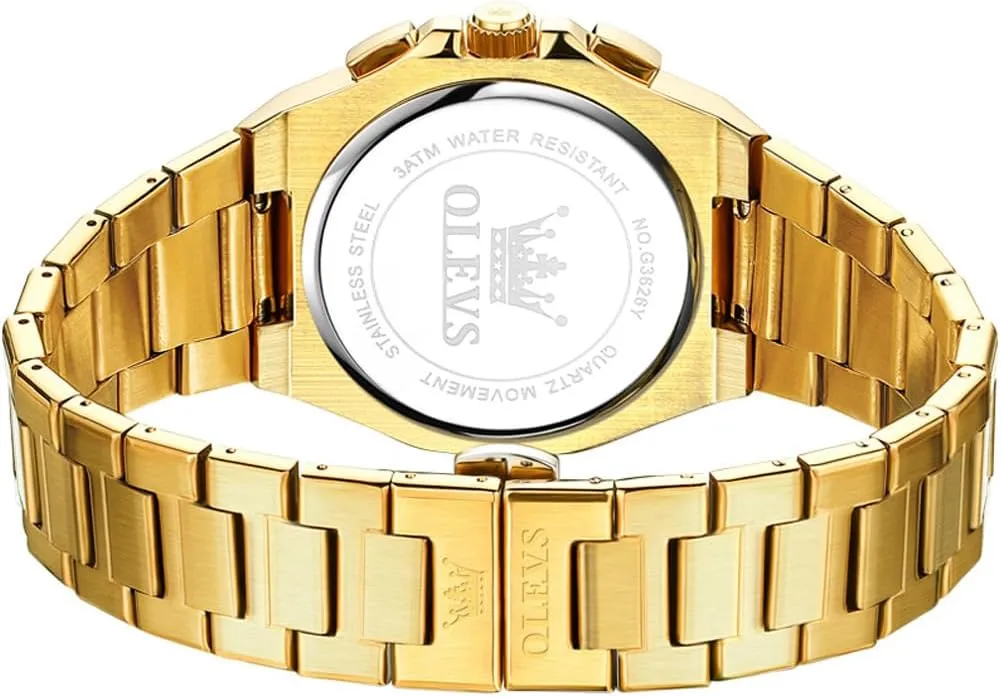 OLEVS Watches for Men Stainless Steel Business Dress Large Easy to Read Analog Watch Waterproof Luminous Casual Luxury Men Watch