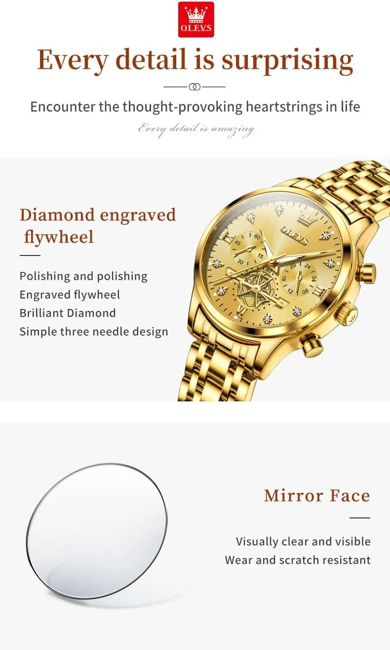 OLEVS Women Watch Multifunctional Two Tone Watch Fashion Business Analog Quartz Ladies Watch Stainless Steel Waterproof Diamond Watch for Women