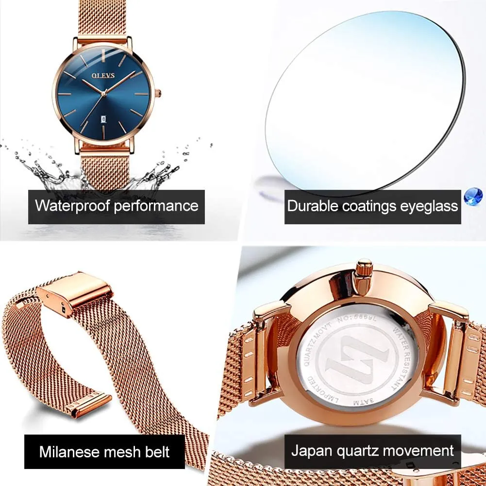 OLEVS Womens Watches Minimalist with Fashion Rose Gold Lady Female Wrist Watch Waterproof Analog Quartz Date