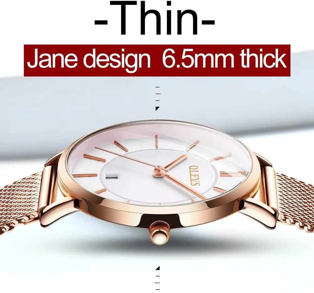 OLEVS Womens Watches Minimalist with Fashion Rose Gold Lady Female Wrist Watch Waterproof Analog Quartz Date