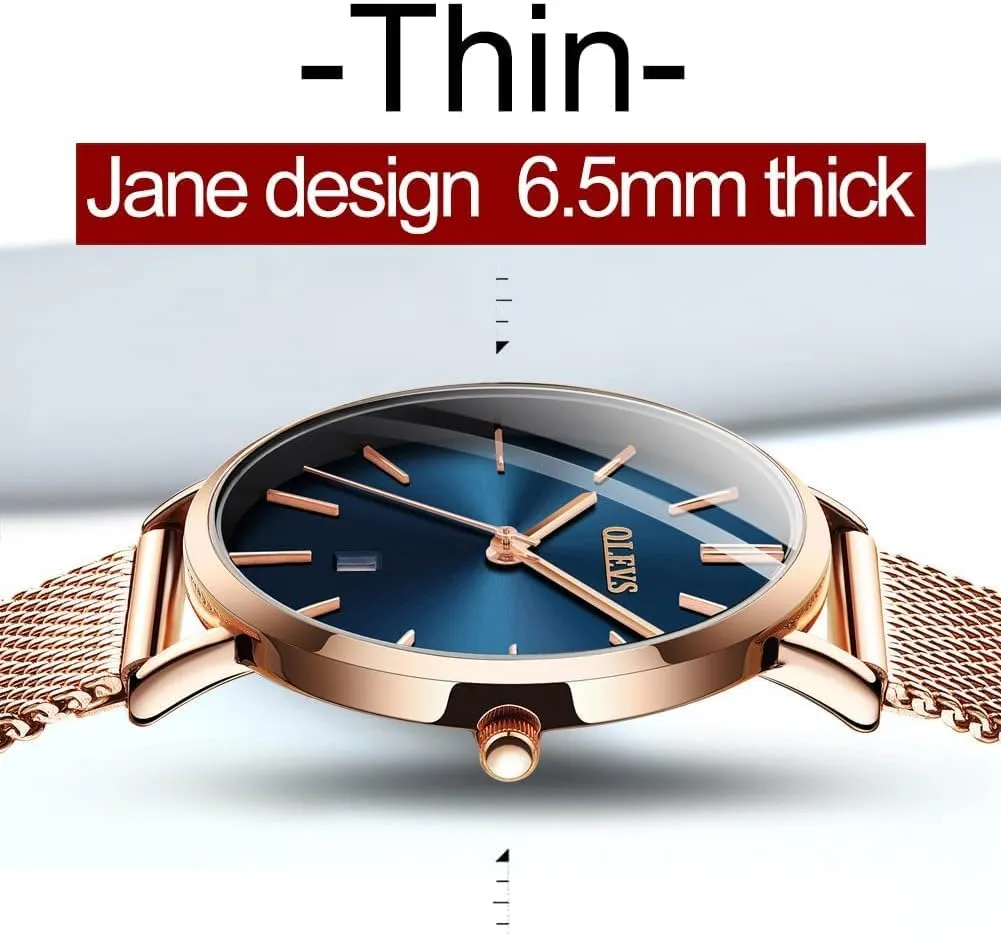 OLEVS Womens Watches Minimalist with Fashion Rose Gold Lady Female Wrist Watch Waterproof Analog Quartz Date
