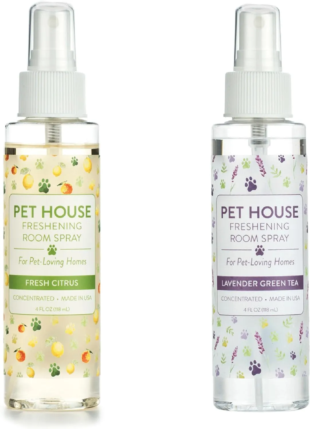 One Fur All Pet House Freshening Room Spray - Lavender Green Tea/Fresh Citrus - Concentrated Air Freshener - Non-Toxic & Pet-Friendly - Odor Eliminator (Pack of 2)