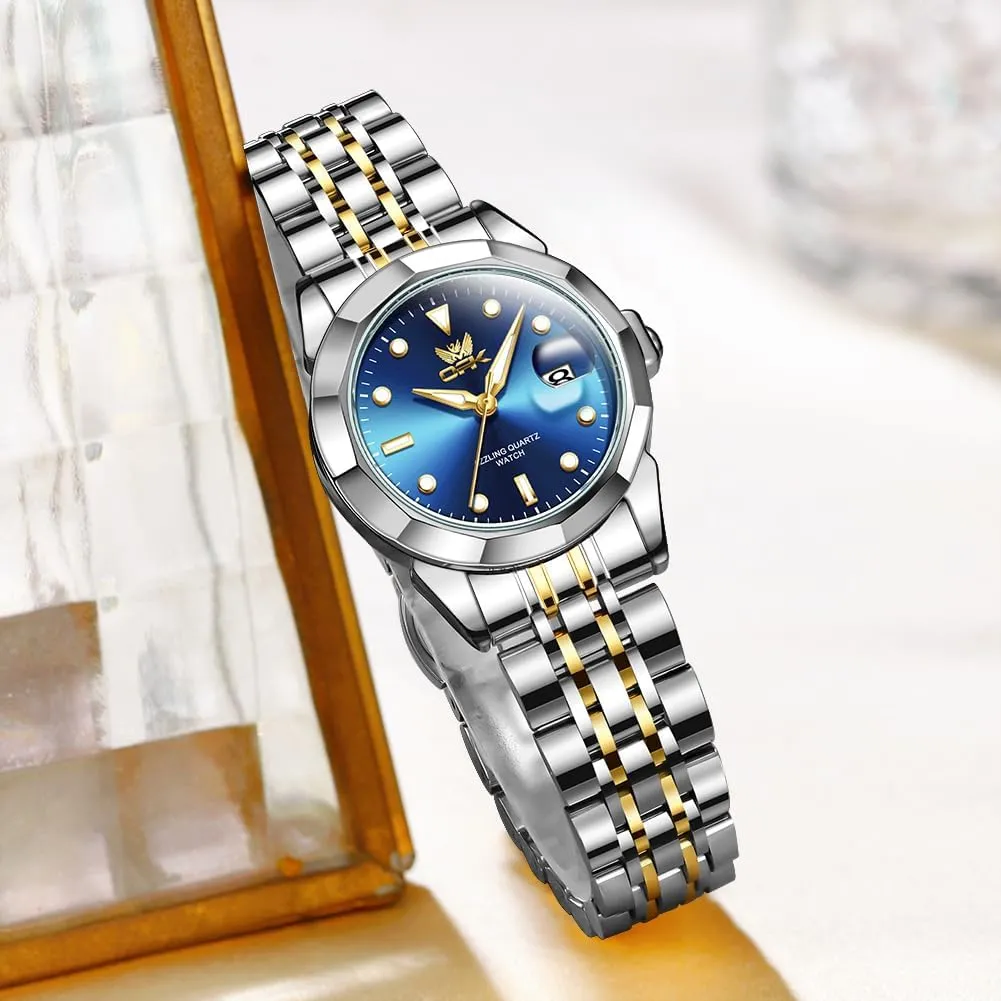 OPK Women Watch Bracelet Dress Easy to Read Stainless Steel Ladies Watches for Female Small Watch Waterproof Luminous Date Wacthes for Women