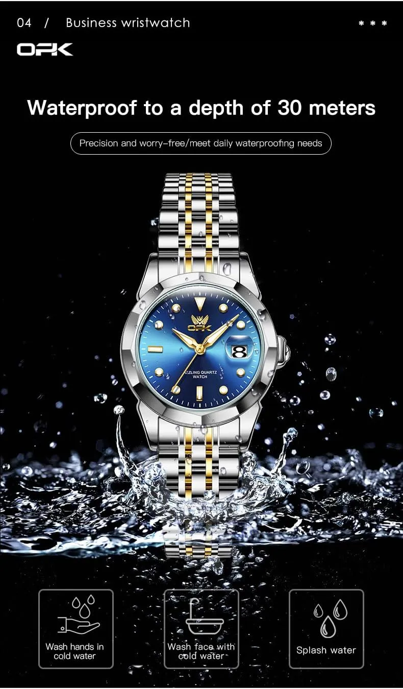 OPK Women Watch Bracelet Dress Easy to Read Stainless Steel Ladies Watches for Female Small Watch Waterproof Luminous Date Wacthes for Women