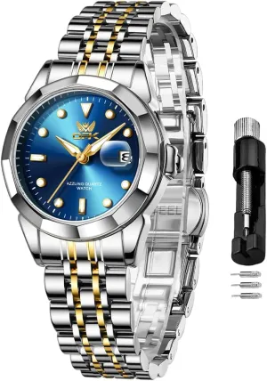 OPK Women Watch Bracelet Dress Easy to Read Stainless Steel Ladies Watches for Female Small Watch Waterproof Luminous Date Wacthes for Women