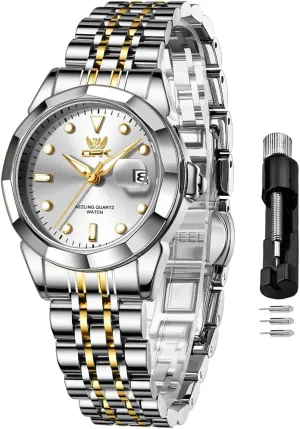 OPK Women Watch Bracelet Dress Easy to Read Stainless Steel Ladies Watches for Female Small Watch Waterproof Luminous Date Wacthes for Women