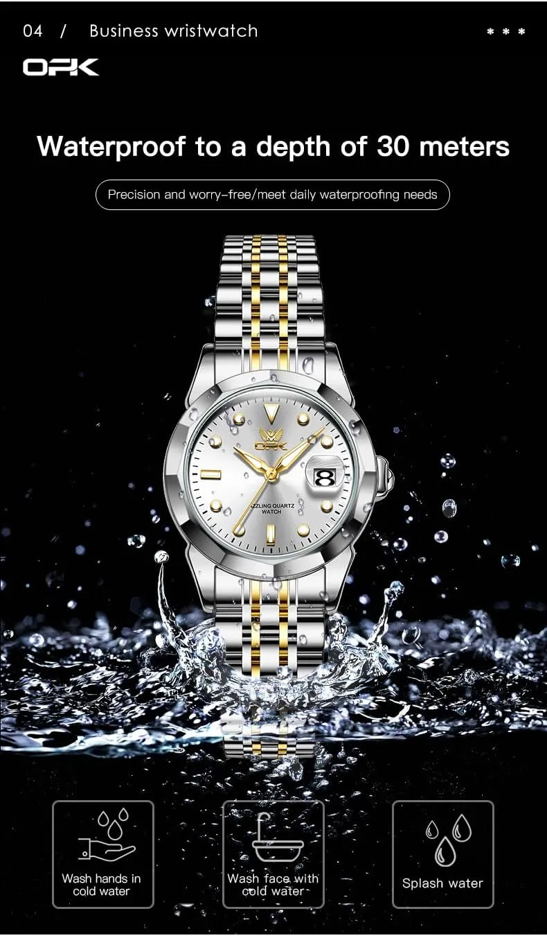 OPK Women Watch Bracelet Dress Easy to Read Stainless Steel Ladies Watches for Female Small Watch Waterproof Luminous Date Wacthes for Women