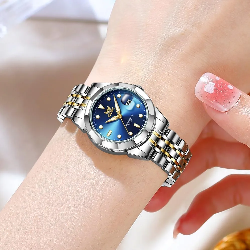 OPK Women Watch Bracelet Dress Easy to Read Stainless Steel Ladies Watches for Female Small Watch Waterproof Luminous Date Wacthes for Women