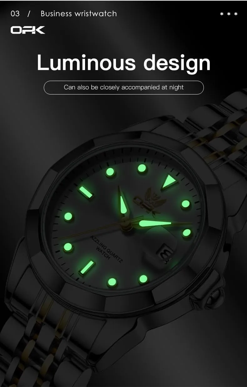 OPK Women Watch Bracelet Dress Easy to Read Stainless Steel Ladies Watches for Female Small Watch Waterproof Luminous Date Wacthes for Women