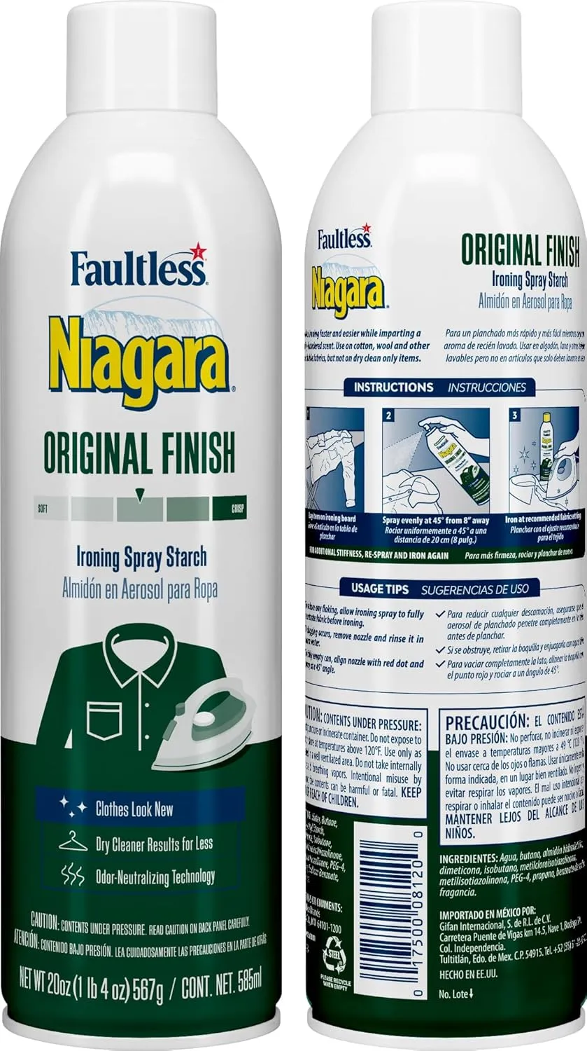 Original Hold Spray Starch for Clothes, Wrinkle Remover & Ironing Aid with Fresh Scent, Crisp Finish, No Flaking or Clogging, 20 oz Cans (Pack of 4)