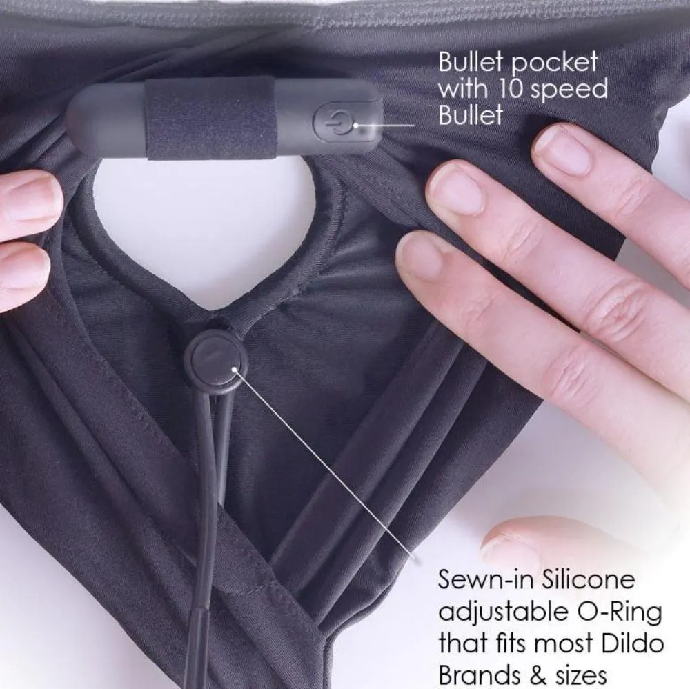 Ouch! Vibrating Strap On Hipster Harness - Black