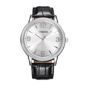 OUKESHI fashion simple sword nail plaid belt waterproof quartz women's watch