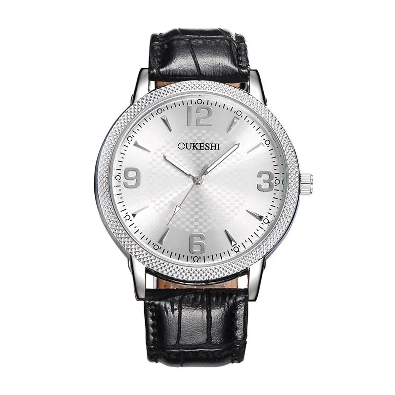 OUKESHI fashion simple sword nail plaid belt waterproof quartz women's watch