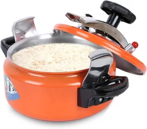 Outdoor Camping Aluminum Alloy Pressure Cooker Explosion-Proof Mini Soup Pot Gas Induction Cooker General Casserole Camping Cookware(Orange2L18cm)