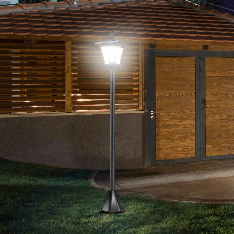 Outdoor Garden Solar Post Lamp Sensor Dimmable LED Lantern